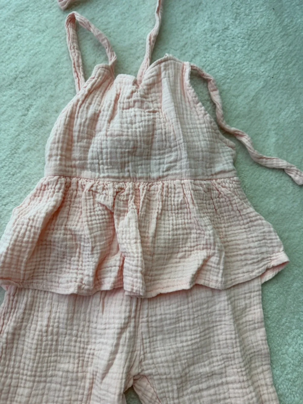 Peach Gauze Soft Cotton Muslin Baby Jumpsuit Overall